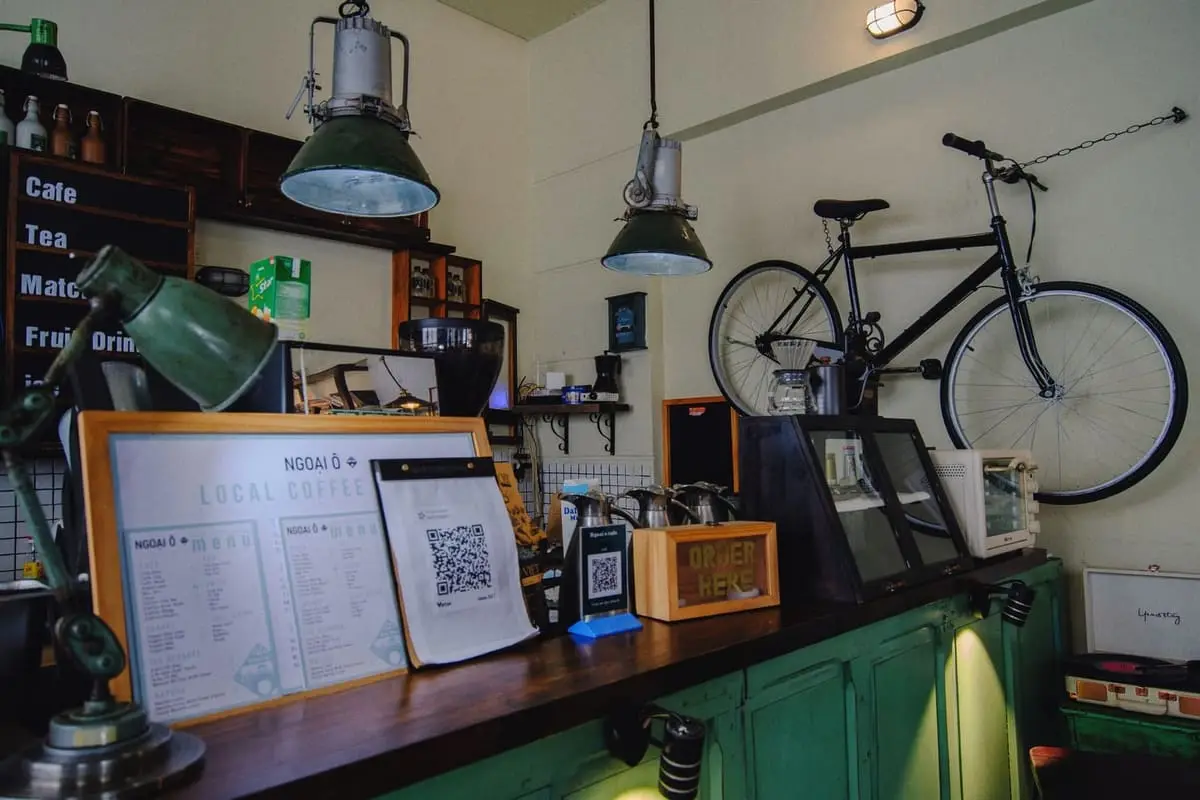 De toonbank, waar je je fiets afgeeft